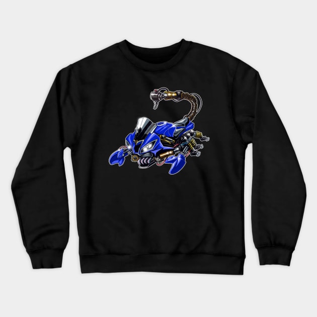 Yamaha R6  Scorpion Blue Crewneck Sweatshirt by MOTORIND